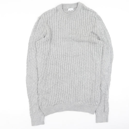House of Fraser Womens Grey Round Neck  Cotton Pullover Jumper Size S