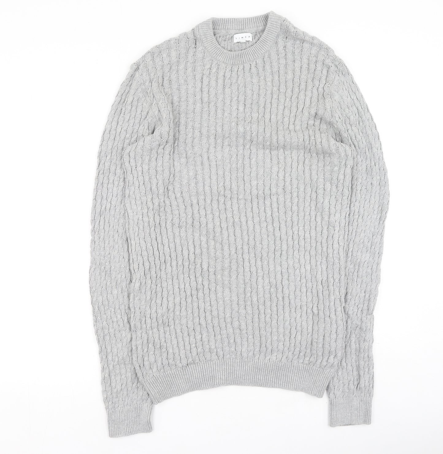 House of Fraser Womens Grey Round Neck  Cotton Pullover Jumper Size S