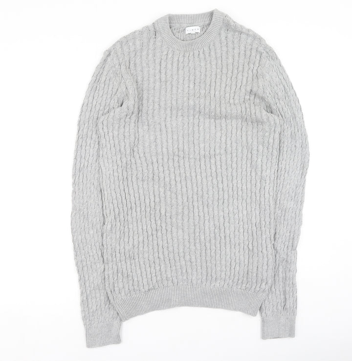 House of Fraser Womens Grey Round Neck Cotton Pullover Jumper Size S