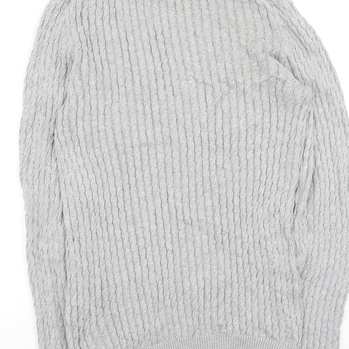 House of Fraser Womens Grey Round Neck  Cotton Pullover Jumper Size S