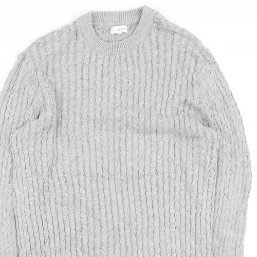 House of Fraser Womens Grey Round Neck  Cotton Pullover Jumper Size S