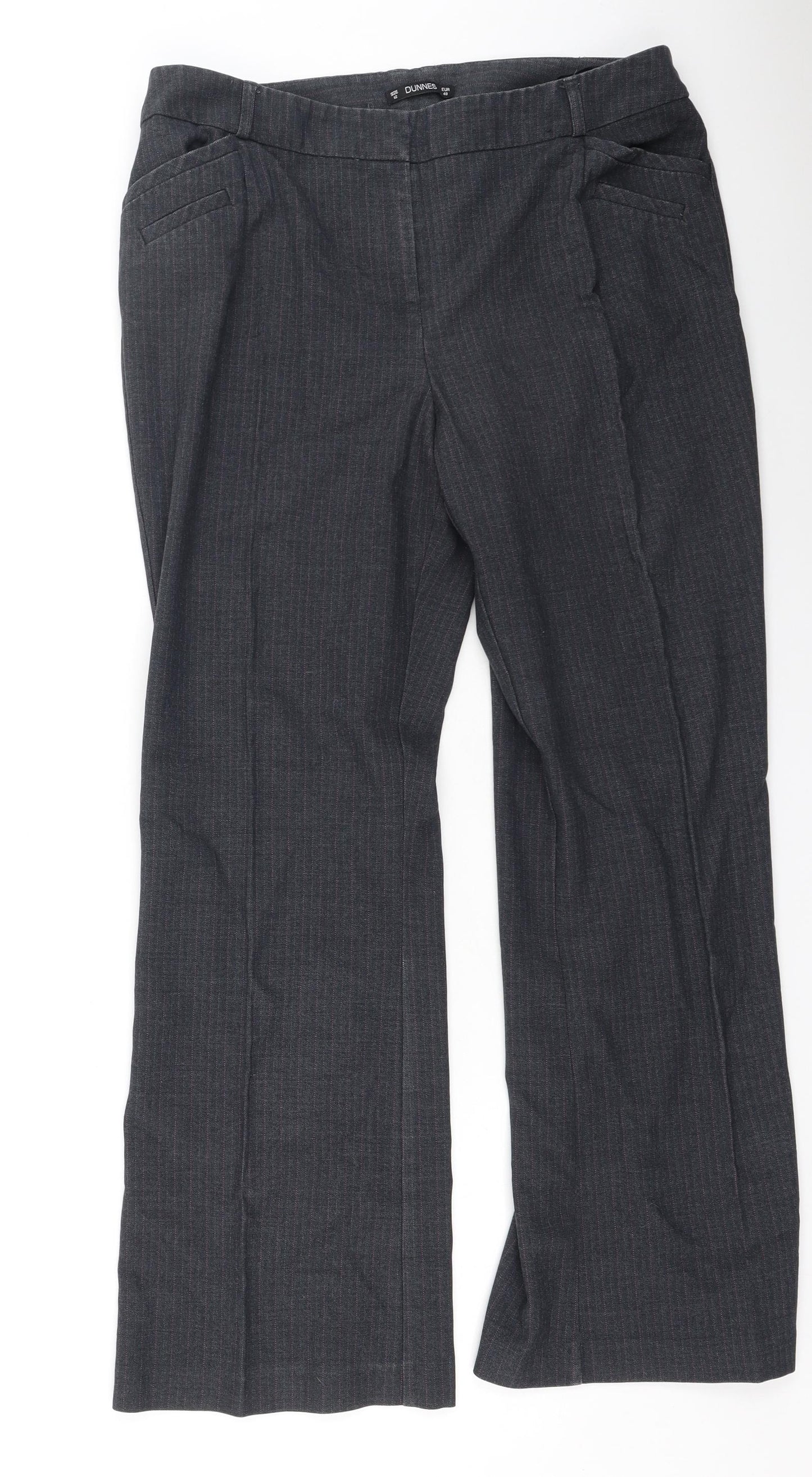 Dunnes Stores Womens Grey  Polyester Trousers  Size 12 L29 in Regular