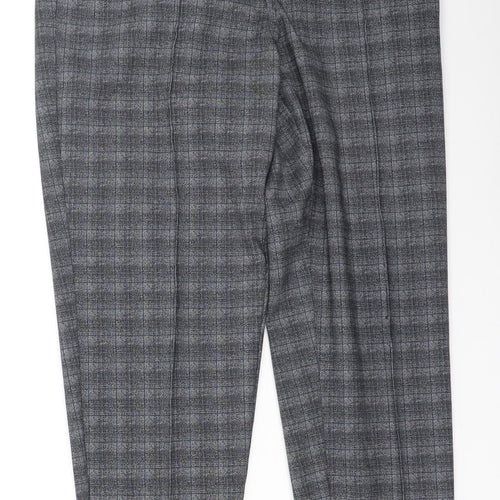 NEXT Womens Grey Plaid Polyester Trousers  Size 12 L28 in Regular