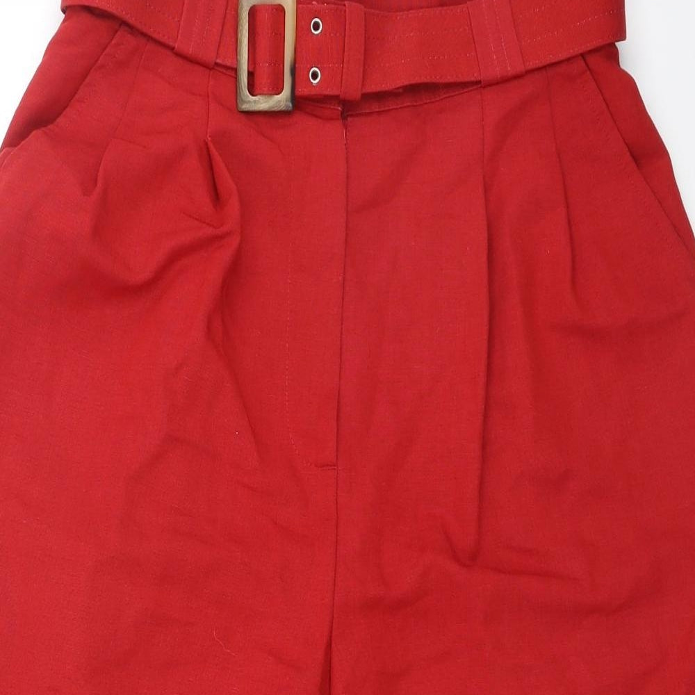 St Micheal  Womens Red  Viscose Mom Shorts Size 12 L14 in Regular