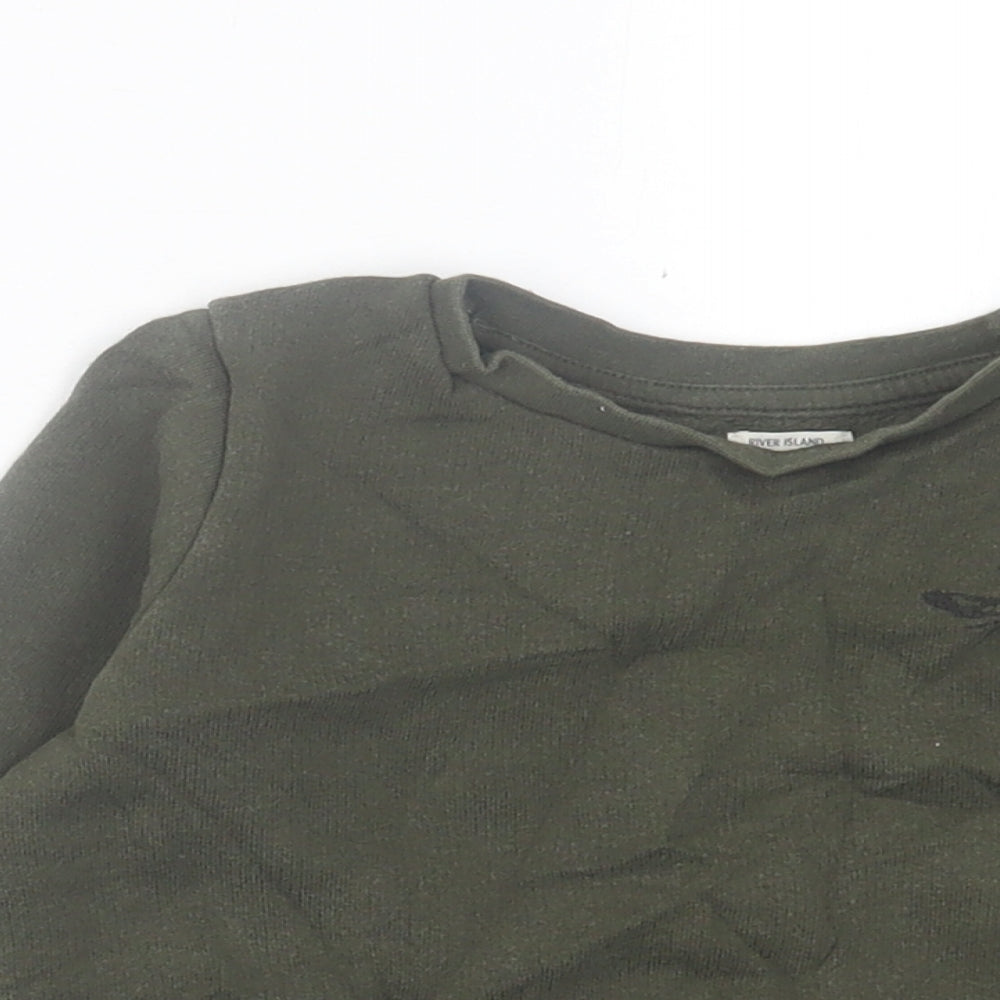 River Island Boys Green  Cotton Pullover Sweatshirt Size 2-3 Years  Pullover