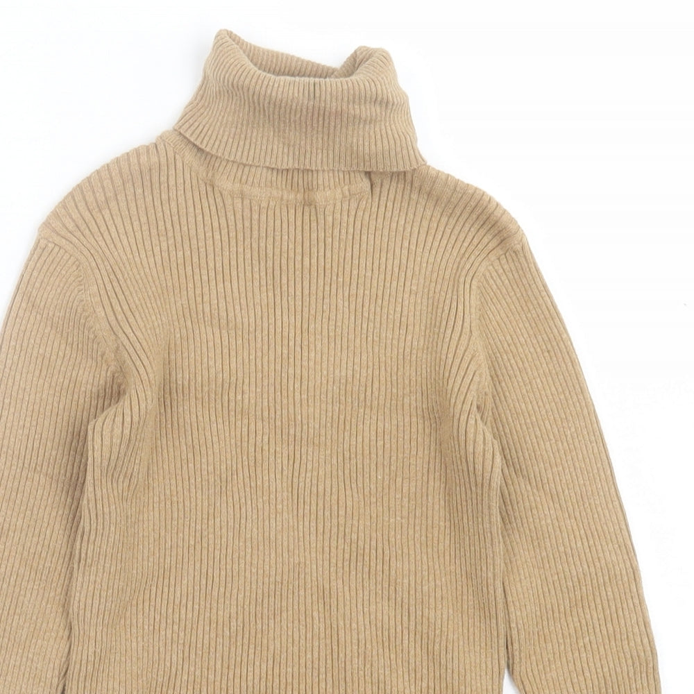 NEXT Girls Beige Roll Neck  Cotton Pullover Jumper Size 9 Years  Pullover