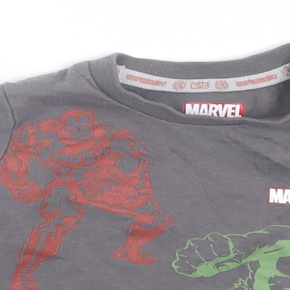 Preworn Boys Grey  Polyester Basic Casual Size 0-3 Months Crew Neck Button - Marvel