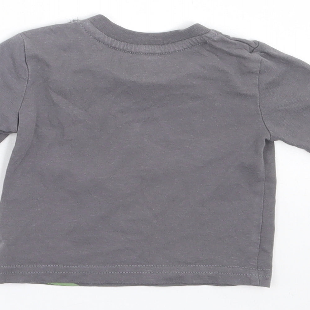 Preworn Boys Grey  Polyester Basic Casual Size 0-3 Months Crew Neck Button - Marvel
