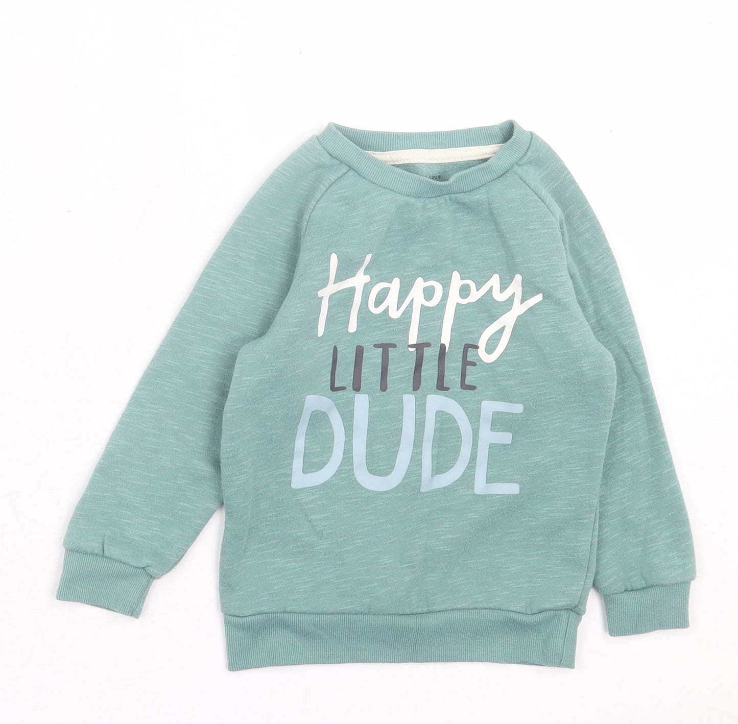 Primark Boys Green  Cotton Pullover Sweatshirt Size 2 Years  Pullover