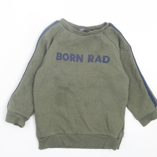 Primark Boys Green  Polyester Pullover Sweatshirt Size 2 Years  Pullover