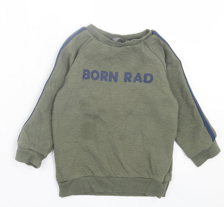 Primark Boys Green  Polyester Pullover Sweatshirt Size 2 Years  Pullover