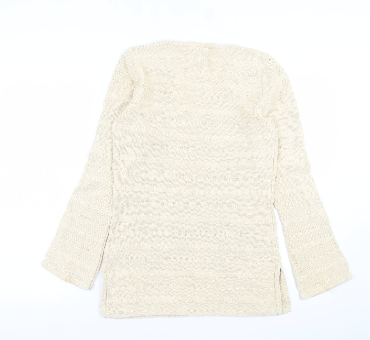 Willi Smith Womens Beige V-Neck  Cotton Pullover Jumper Size S