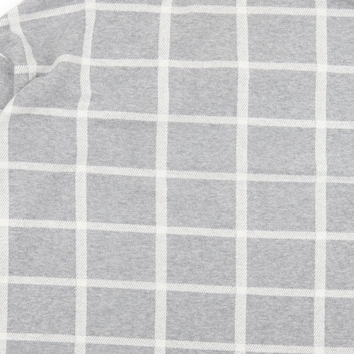 River Island Womens Grey V-Neck Check Polyester Pullover Jumper Size 8