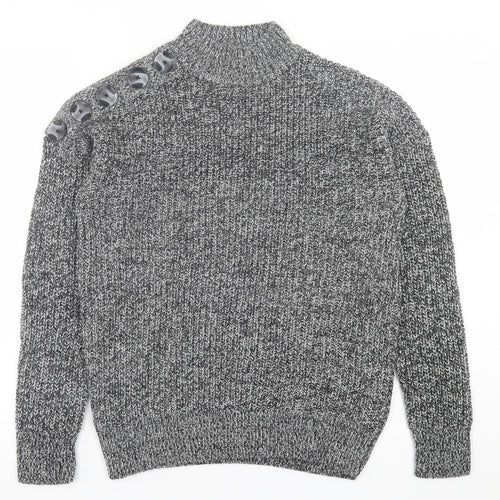 pep&co Womens Grey High Neck  Acrylic Pullover Jumper Size 12