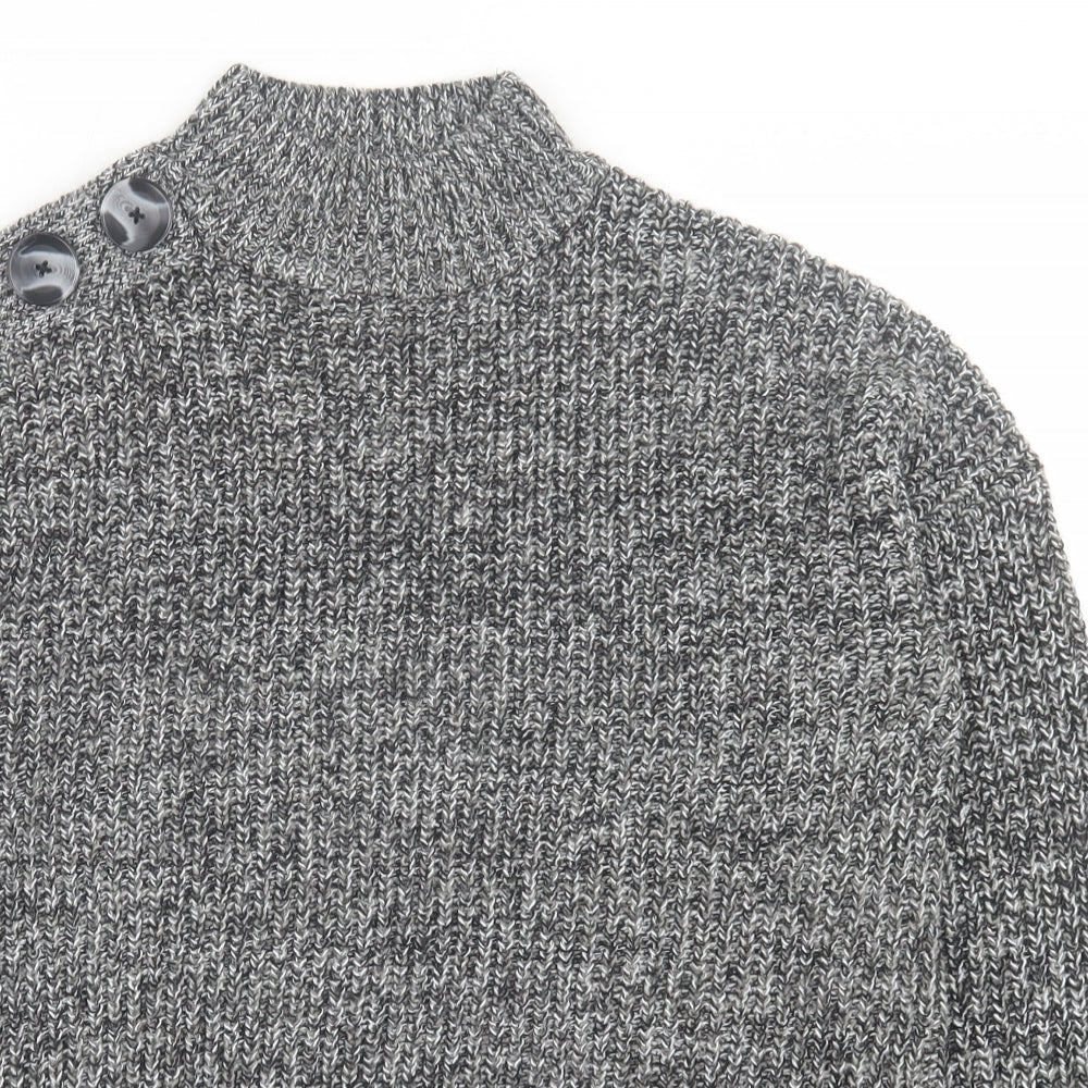 pep&co Womens Grey High Neck  Acrylic Pullover Jumper Size 12