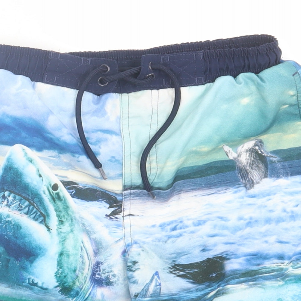 Marks and Spencer Boys Blue  Polyester Sweat Shorts Size 9-10 Years  Regular Tie