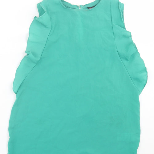 Warehouse Womens Green  Polyester Basic Tank Size 12 Crew Neck