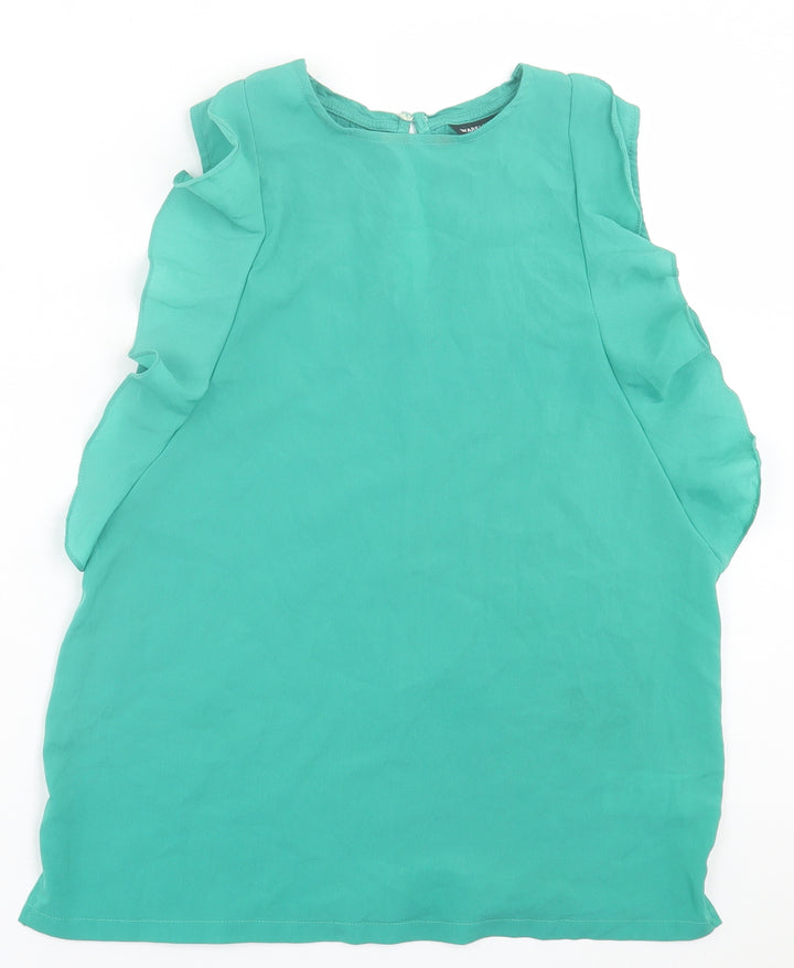Warehouse Womens Green Polyester Basic Tank Size 12 Crew Neck