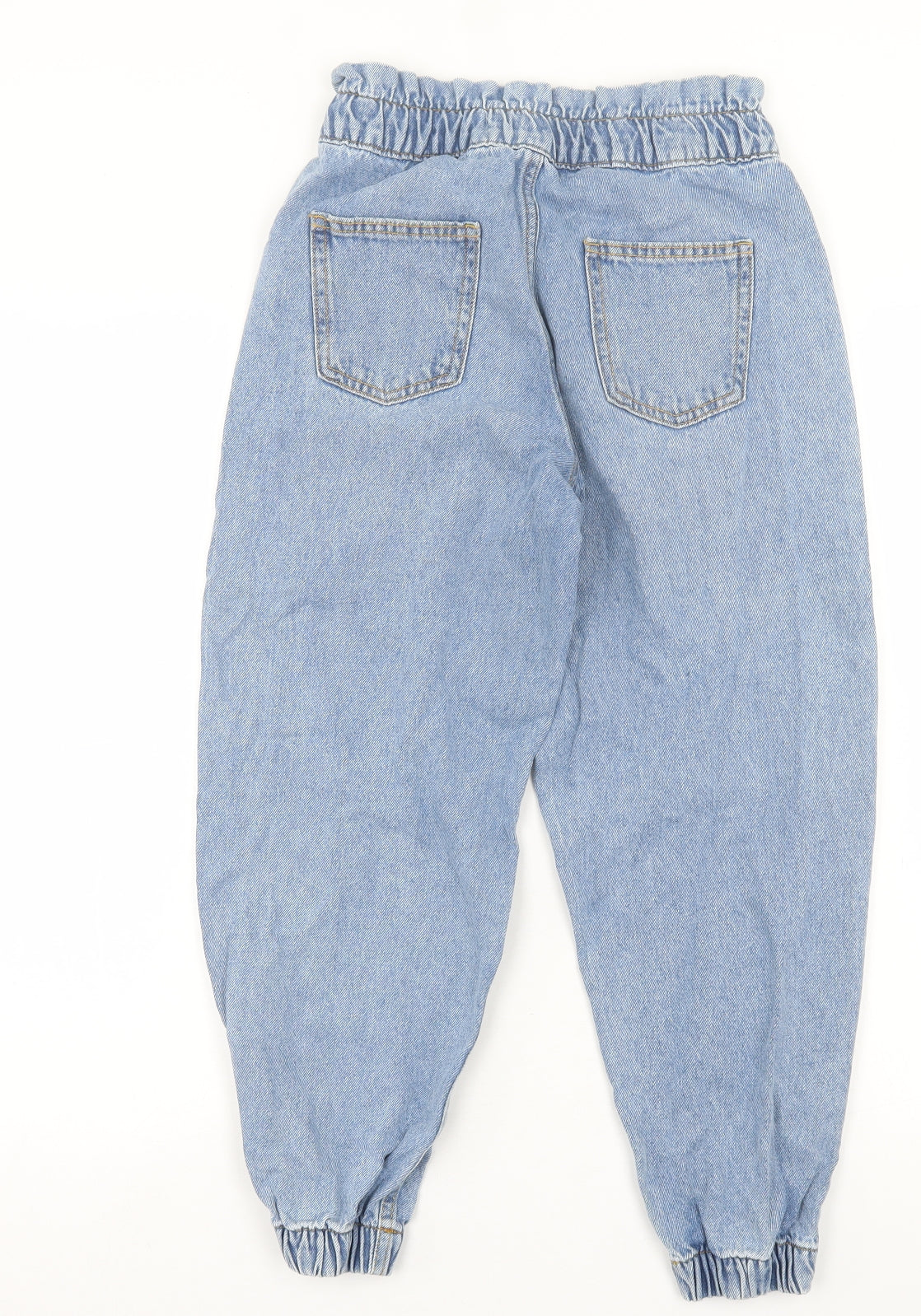 Denim & Co. Girls Blue  Cotton Capri Jeans Size 10-11 Years  Regular Tie