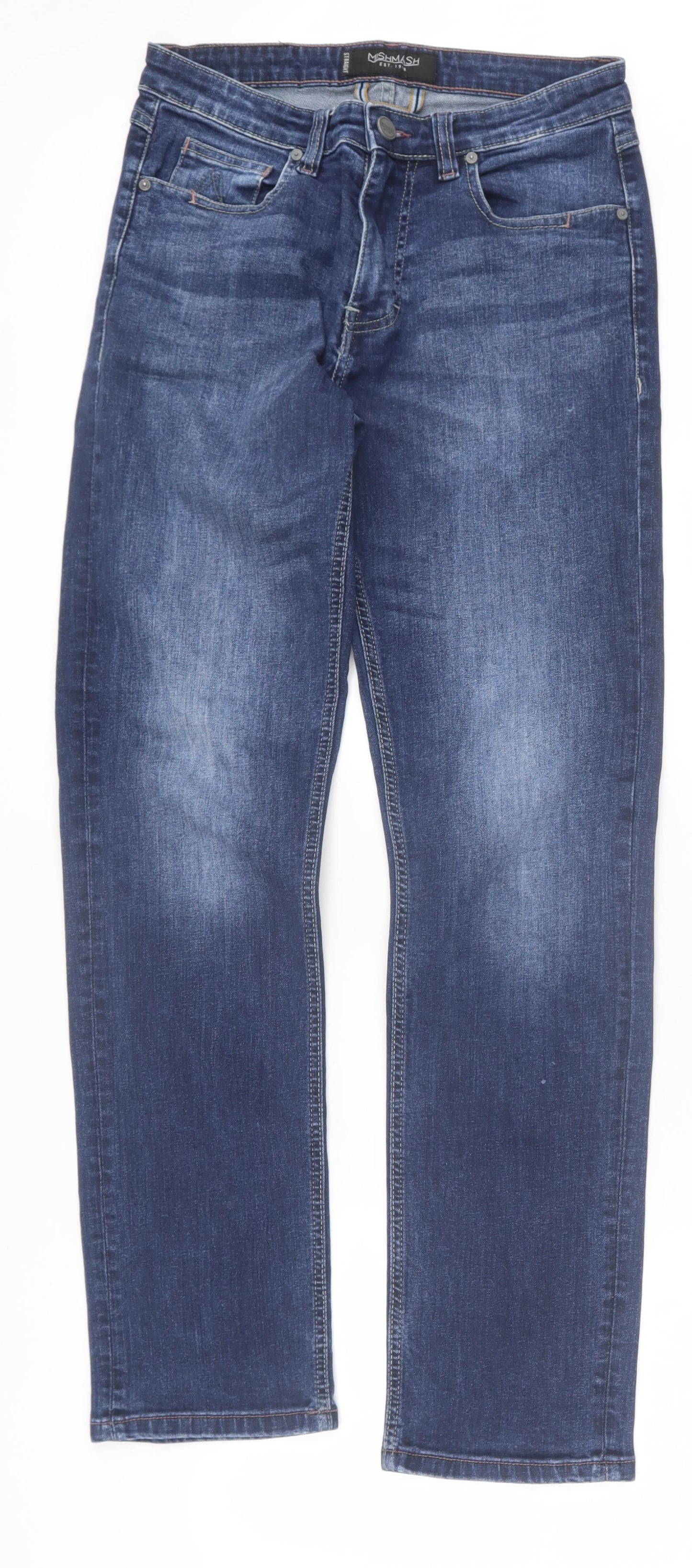 Mish Mash Mens Blue  Cotton Straight Jeans Size 30 in L32 in Regular Button