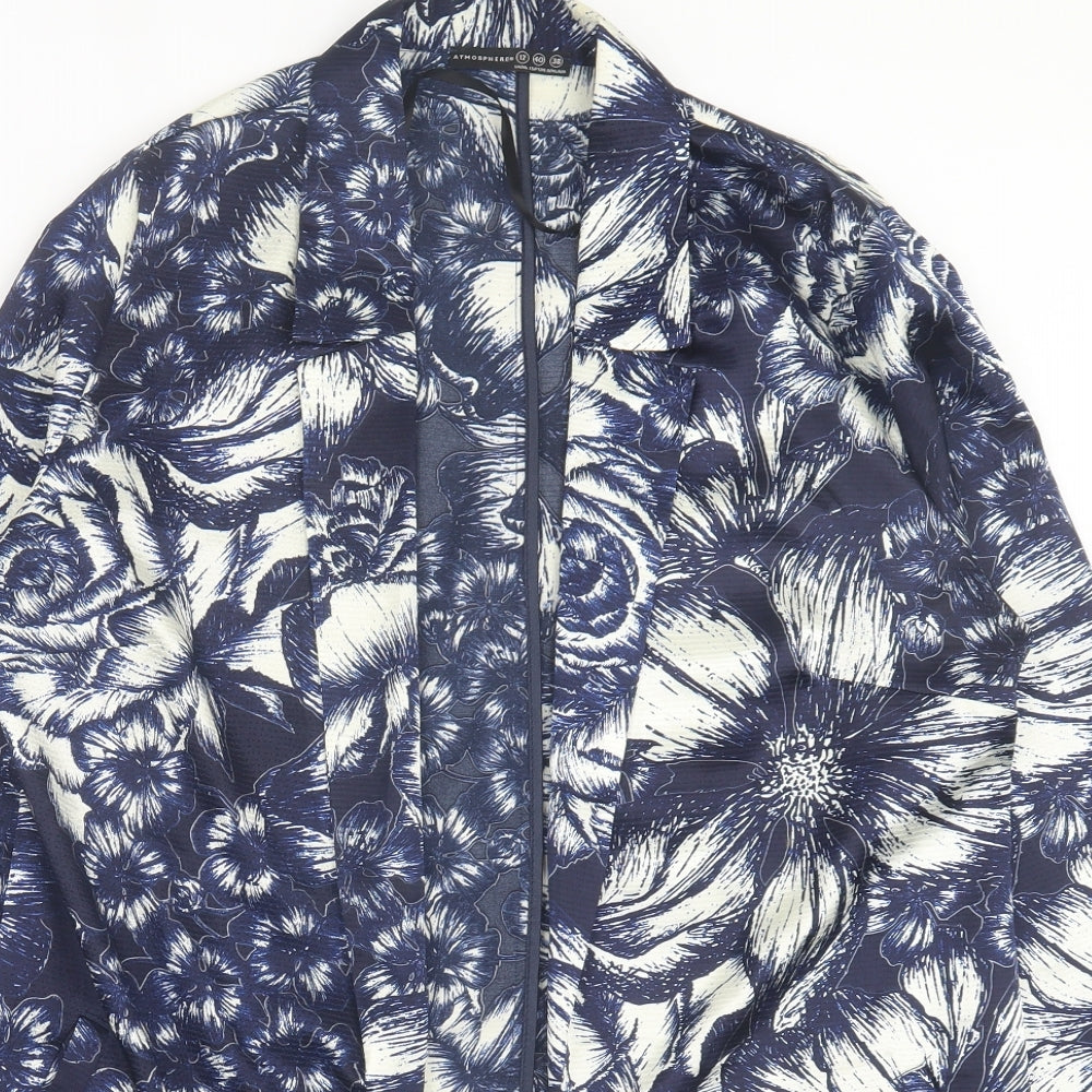Atmosphere Womens Beige Floral Polyester Kimono Blouse Size 12 V-Neck