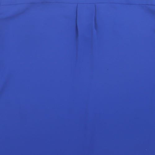 Mango Womens Blue  Polyester Basic Blouse Size S V-Neck
