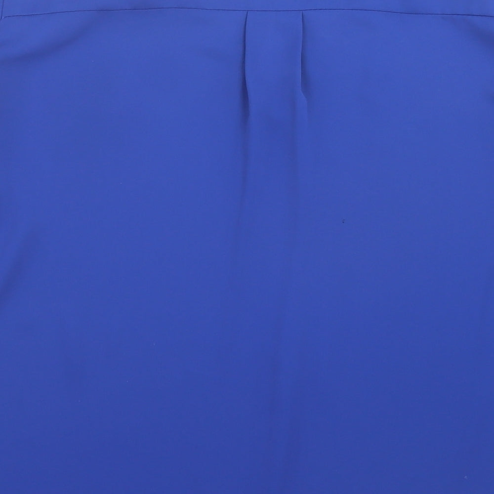 Mango Womens Blue  Polyester Basic Blouse Size S V-Neck