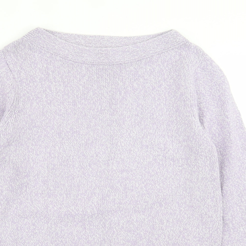 Marks and Spencer Womens Purple Boat Neck  Silk Pullover Jumper Size 8
