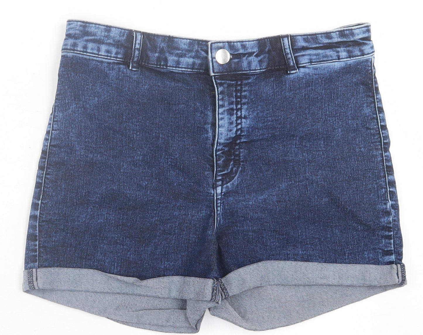 H&M Womens Blue  Cotton Boyfriend Shorts Size 10 L3 in Regular