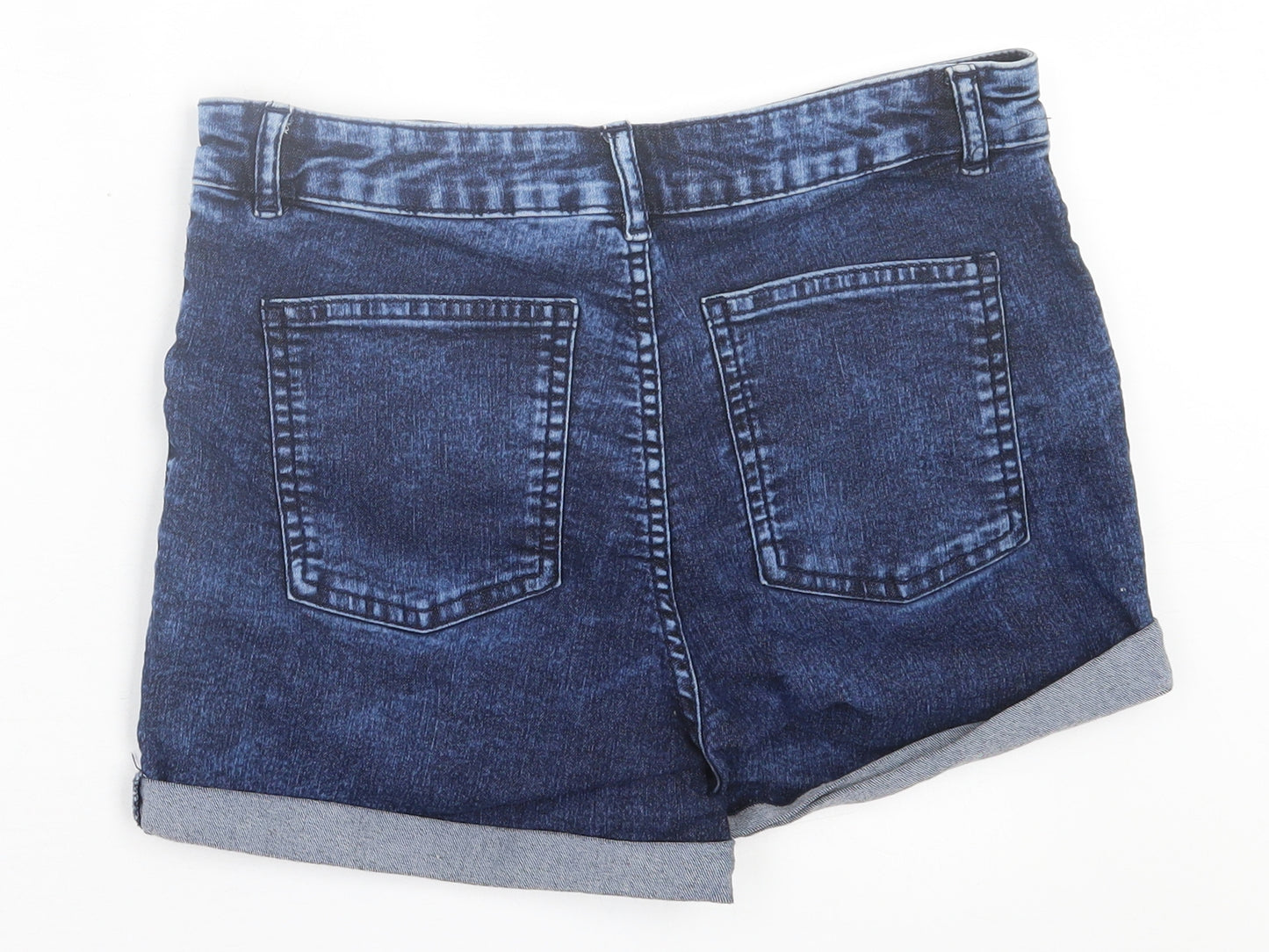 H&M Womens Blue  Cotton Boyfriend Shorts Size 10 L3 in Regular