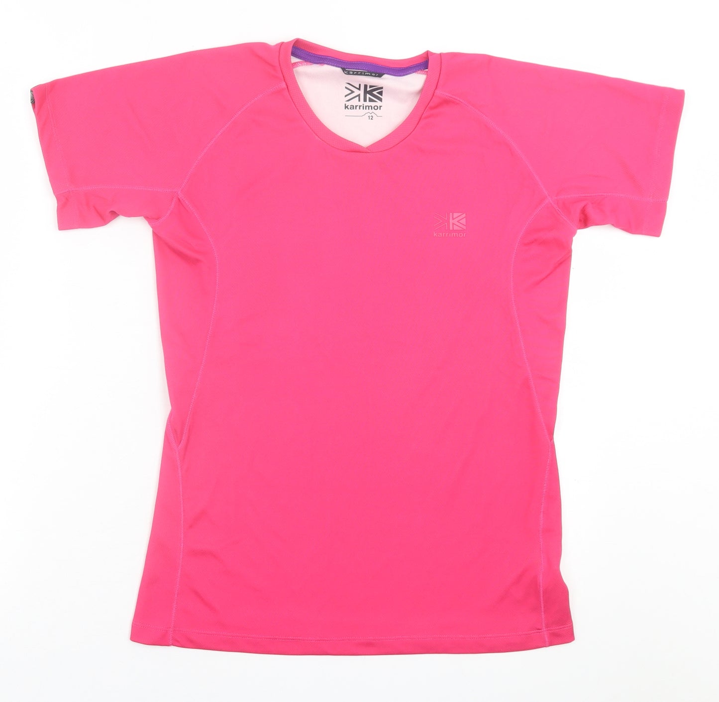 Karrimor Womens Pink  Polyester Basic T-Shirt Size 12 V-Neck Pullover