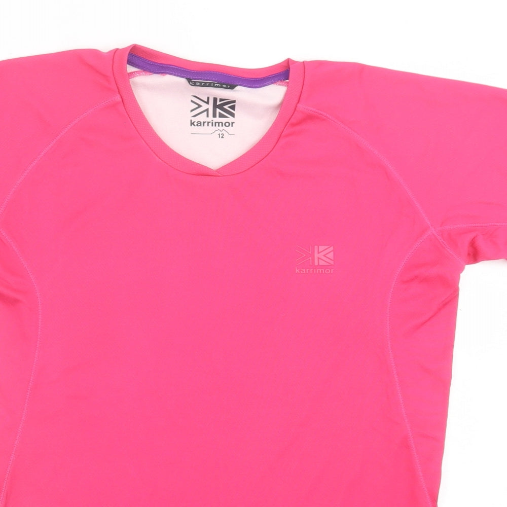 Karrimor Womens Pink  Polyester Basic T-Shirt Size 12 V-Neck Pullover