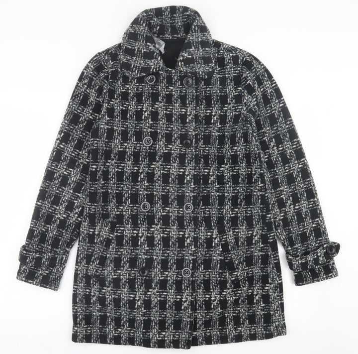 Effecti moda Womens Black Plaid Jacket Size S Button