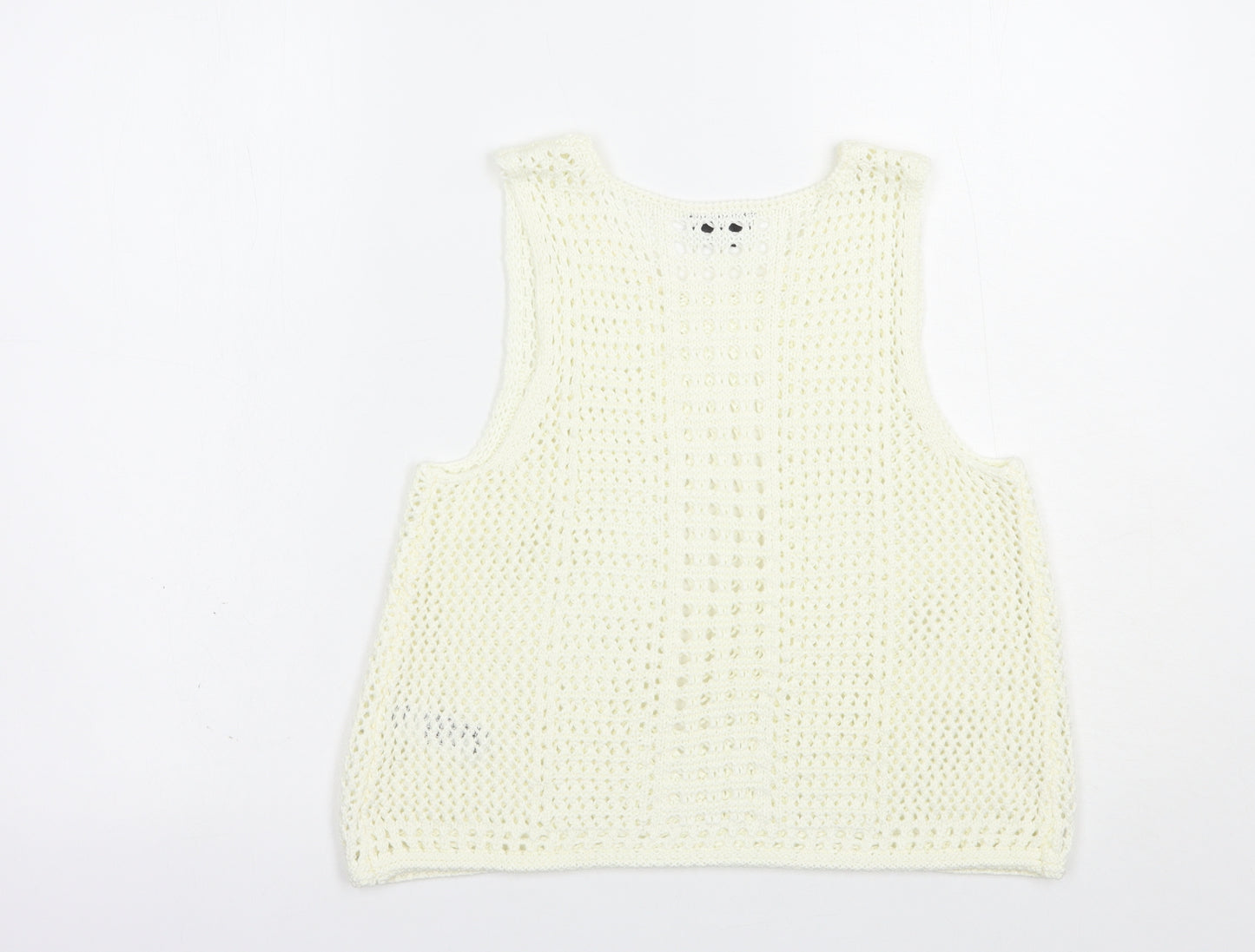 Topshop Womens Ivory  Acrylic Basic Tank Size 10 Round Neck
