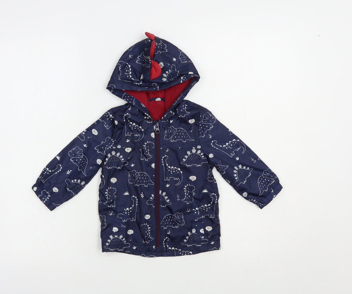 George Baby Blue Geometric  Basic Jacket Jacket Size 9-12 Months   Zip - Dinosaur Print