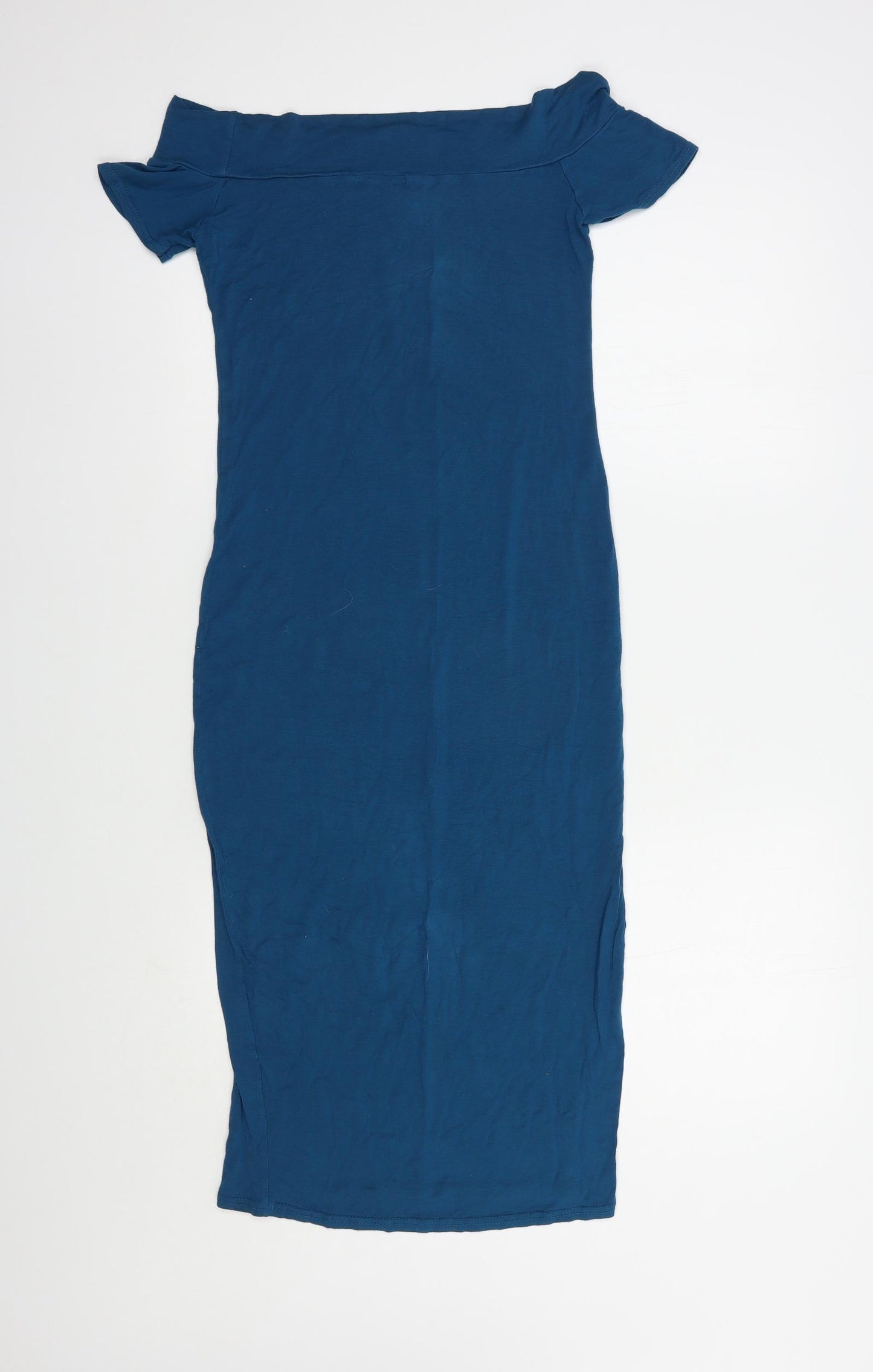 Style Womens Blue  Viscose Bodycon  Size S  Off the Shoulder Pullover