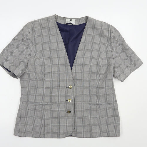 Paul Separates Womens Grey Plaid  Jacket Blazer Size 16  Button