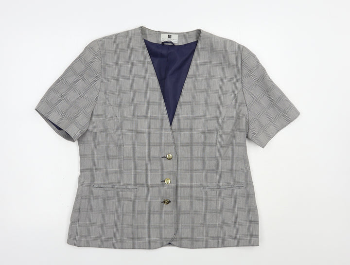 Paul Separates Womens Grey Plaid  Jacket Blazer Size 16  Button