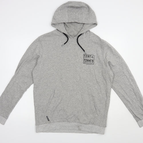 Saint+Sinner Mens Grey  Cotton Pullover Hoodie Size S
