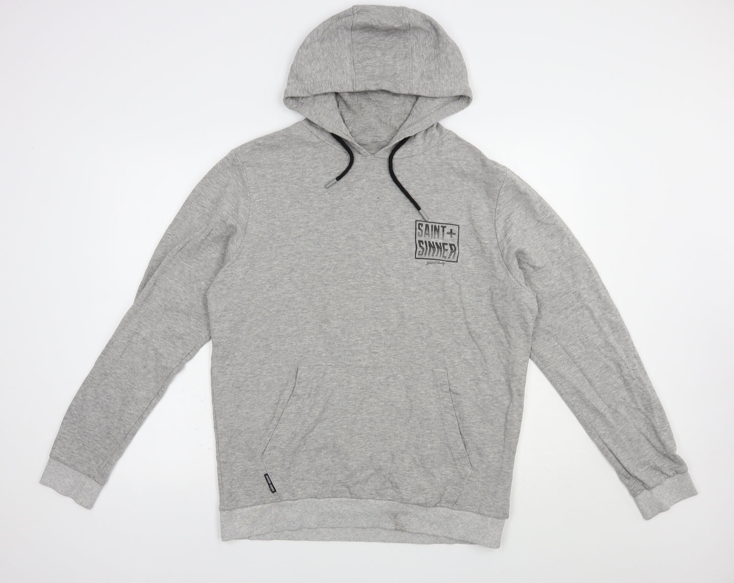 Saint+Sinner Mens Grey  Cotton Pullover Hoodie Size S