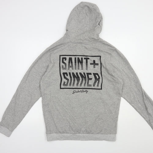 Saint+Sinner Mens Grey  Cotton Pullover Hoodie Size S