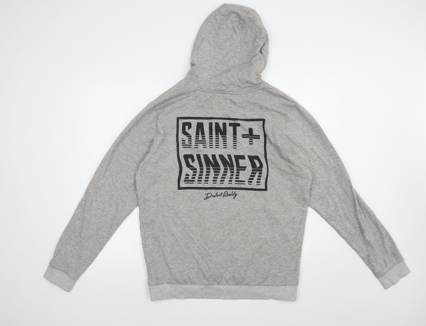 Saint+Sinner Mens Grey  Cotton Pullover Hoodie Size S