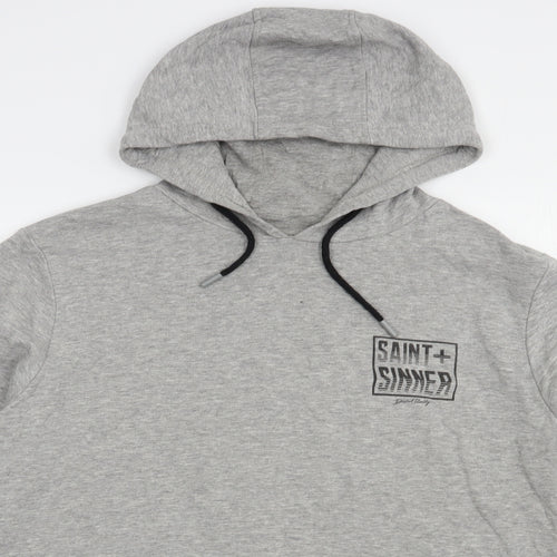 Saint+Sinner Mens Grey  Cotton Pullover Hoodie Size S