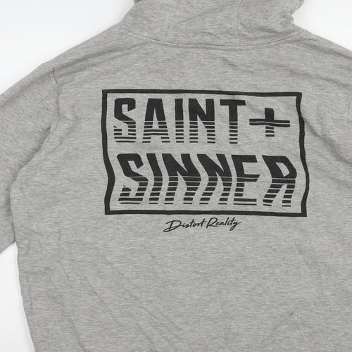 Saint+Sinner Mens Grey  Cotton Pullover Hoodie Size S