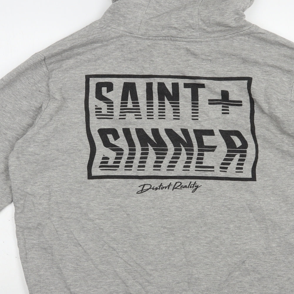Saint+Sinner Mens Grey  Cotton Pullover Hoodie Size S