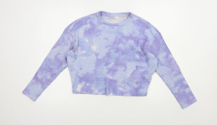 H&M Girls Purple Geometric Viscose Pullover Sweatshirt Size 12-13 Years  Pullover - Batik