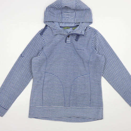 brasher Womens Blue Striped Polyester Pullover Hoodie Size 16  Button