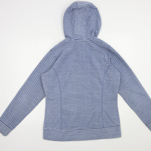 brasher Womens Blue Striped Polyester Pullover Hoodie Size 16  Button