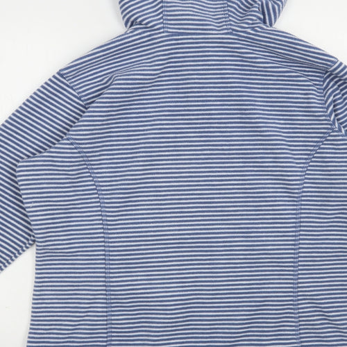 brasher Womens Blue Striped Polyester Pullover Hoodie Size 16  Button