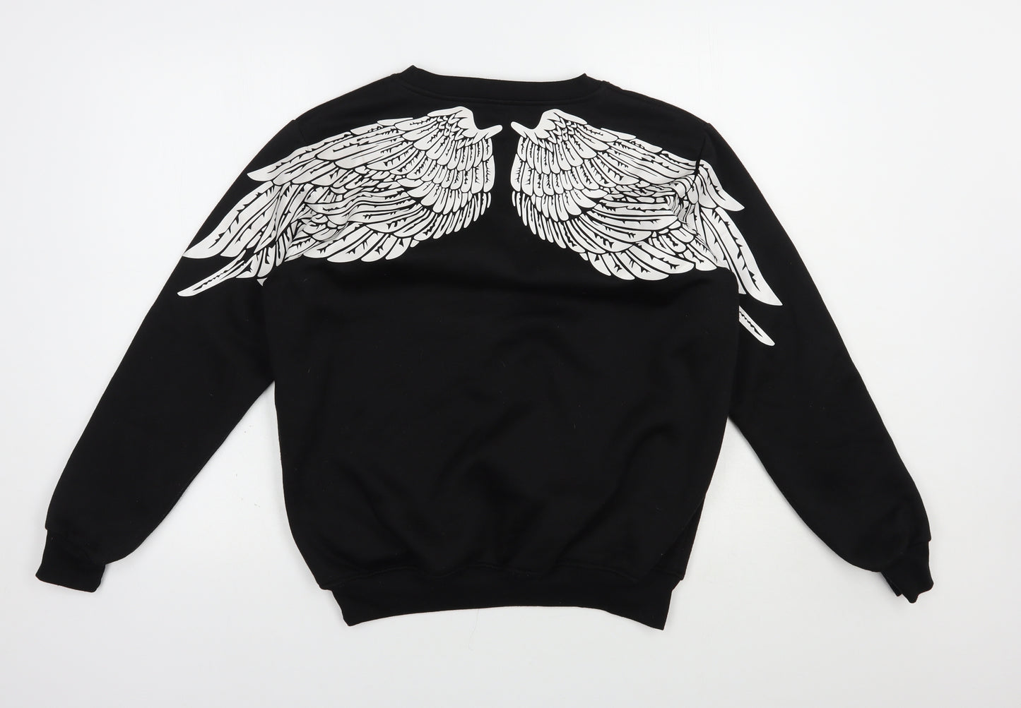 SheIn Womens Black  Polyester Pullover Sweatshirt Size M  Pullover - Angel Wings